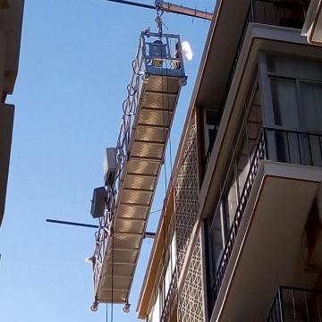 Painted steel temporary suspended rope platform in India